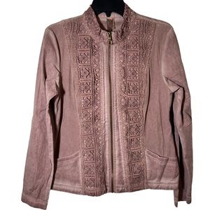 Women's Pink Embroidered Jacket